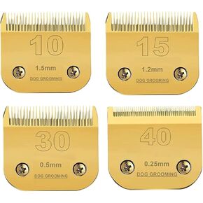 10/15/30/40BLADE DOG GROOMING شفرة سيراميك قابلة للفصل متوافقة مع ANDIS HAIR CLIPPERSCUT طول 1/16 "1.5 مم ، 3/64" 1.2 مم ， 1/50 "0.5 مم ， 1/100" 0.25 ملم (الذهب)