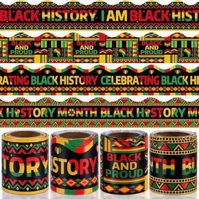 Wiooffen 4 Rolls 131Ft Black History Month Bulletin Board Borders Roll Decorations African American Celebration Party Border Trim Kwanzaa Bulletin Border Trimmer for School Classroom Chalkboard Decor