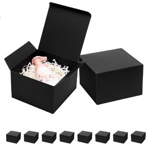 Mcfleet Black Gift Boxes with Lids 6x6x4 Inches 10 Pack Groomsmen Proposal Cardboard Craft Small Gift Box for Christmas, Wedding, Graduation, Holiday, Birthday Presents Packaging