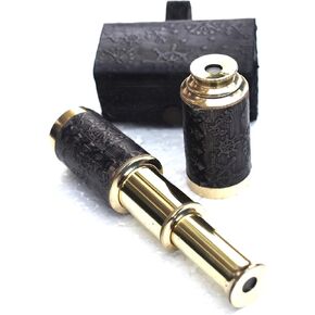 Marine Telescope 6" inch Antique Finish with Leather Case Brass Ship Captain's Telescope Vintage Monocular Pirate Decor Gift
