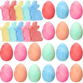 120 Pcs Easter Sidewalk Chalk Bulk Eggs Bunny Rabbit Shaped Sidewalk Chalks Gifts Colorful Art Chalk Set for Easter Basket Stuffers Gift Fillers Eggs Bunny Party Favors Classroom Prizes