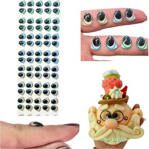 Ojitos Adhesivos 3D Adhesive or Self-Adhesive 3D Resin Eyes for All Types of Materials, Crafts, Decoration - 40 Pairs in Green, Blue, Gray and Brown