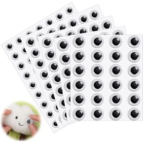 Hjzhii 203pcs ملصقات عيون googly ، وعيون googly مستديرة ذاتية ، مستديرة من Googly for Crafts Diy ، زخرفة سكانغ (8 مم ، 10 مم ، 12 مم ، 15 مم ، 18 ملم)