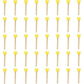 PATIKIL 1.5" Paint Sponges for Painting, 40 Pack Round Painting Sponge Foam Brush Wooden Handle Painting Tools for Crafts Arts, Yellow