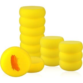 12 Pcs Round Painting Sponge, Yellow Round Painting Sponges Applicator, Watercolor Synthetic Sponges Artist Sponges, 2.95inch Yellow Craft Sponges Clay Sponge for Face Painting Art Crafts