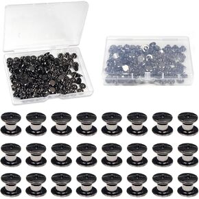 Juvielich 55 Sets 4mm Chicago Screws Post Binding Screw M5x4mm Carbon Steel Cross Head Screw 1/6 inch for DIY Repair Leather Craft Belt Bag Shoes Purse Bookbinding Screw Rivets Leather Kits Black