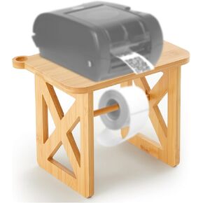 Label Holder for Rolls and Fanfold Labels, Bamboo Thermal Label Printer Paper Sticker Holder Accessory Supplies for Desktop, Home, Office, Ecommerce, Small Business