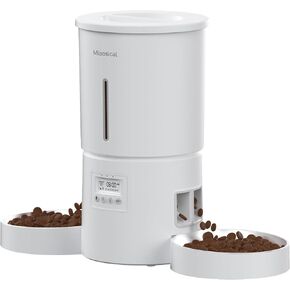 Dual Automatic Cat Feeder 2 Cats,6 Meals/Day,12 Portions/Meal,4.2L Dual Power Double Bowls Feeder,Dry Food Auto Pet Dispenser,10S Voice Record,Flexible Schedule Timer (Black,Basic Dual Bowls)