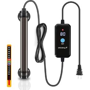 Orlushy 300W Submersible Aquarium Heater, Adjustable Fish Tank Heater with Digital Display External Controller, Overheat Protection and Free Thermometer for 40-60 Gallons Freshwater and Saltwater Tank