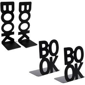 2Pcs Book Word Book Rack Heavy Duty Metal Bookends - Non-Slip Bookends Office Desktop Home Office Supplies Bookshelf for Book Lovers Book Ends (B135+B232)