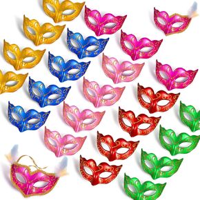 VINSOT 24 PCS MINI MARDI GRAS MASK MINI MINI MASSERADE CARNIVAL SMALTULL CAKE Topper Decor