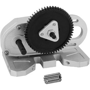 Full Metal LCG 2 Low Differential Gearbox Middle Transmission Box with Gear Skid Plate for 1/10 RC Crawler Axial SCX10 I II III Capra TRX4 Upgrade Parts (Silver)