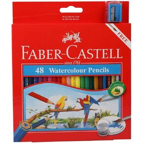 Faber Castell WaterColor Pencils with Sharpener and Brush, 48 WaterColored Pencils set