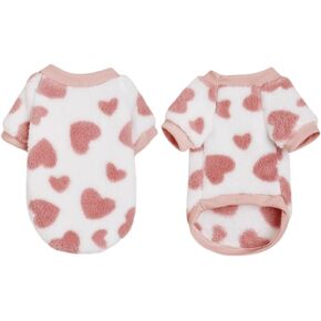 Dog Heart Sweater with Leash Ring Pet Clothes Soft Winter Warm Dog Cold Weather Coat for Small Medium Puppy Cats (White, S)