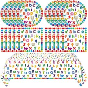 41pcs زخارف حفلة عيد ميلاد ABC الملونة الأبجدية لوازم الحفلات الملونة ABC ABC قوس قوس قزح اللوحات مناديل مائدة tableth 丨 أطفال تعليم عيد ميلاد الطرف الفصول الدراسية في اليوم الأول ، Serv 20