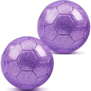 DLUGOPIS 2 Pcs Sparkling Purple Size 2 Toddler Soccer Ball Kids Soccer Ball Mini Soccer Ball Age 3-8 Indoor Soccer Ball Small Soccer Ball for Practice Grass Yard Toy Boys Girls Gift Outdoor Sport