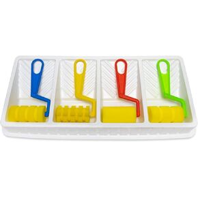 Hygloss Kids Paint Roller Set - 4 Unique Foam Rollers for Creative Designs, Includes Paint Tray - Fun Paint Sponges for Kids & Toddlers - Ideal Painting Kit with Paint Brush Set