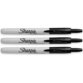 Sharpie Retractable Permanent Markers, Fine Point, Black, 3-Count