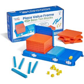 hand2mind Place Value Frame with Base Ten Blocks, Base 10 Blocks, Educational Math Manipulatives, Montessori Math Materials, Counting Cubes for Kids Math, Kindergarten Math Classroom Must Haves