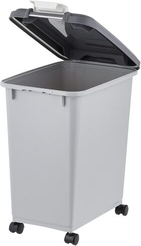 IRIS USA Dog Food Storage Container, 30 lbs & 11 lbs Combo, Cat Food Storage Container, Dog Treat Container, Airtight, Stackable, 2-Cup Scoop, Wheels, Easy Mobility, Black in Saudi Arabia