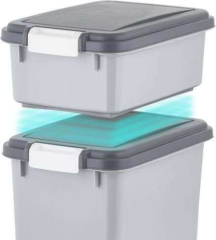 IRIS USA Dog Food Storage Container, 30 lbs & 11 lbs Combo, Cat Food Storage Container, Dog Treat Container, Airtight, Stackable, 2-Cup Scoop, Wheels, Easy Mobility, Black in Saudi Arabia