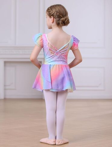 MdnMd Girls Dance Ballet Leotards Dresses for Toddler Ballerina Outfit Skirt Hollow Knot Back Flutter Sleeve in Saudi Arabia