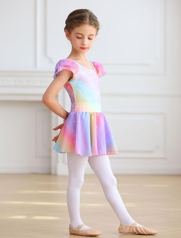 MdnMd Girls Dance Ballet Leotards Dresses for Toddler Ballerina Outfit Skirt Hollow Knot Back Flutter Sleeve in Saudi Arabia