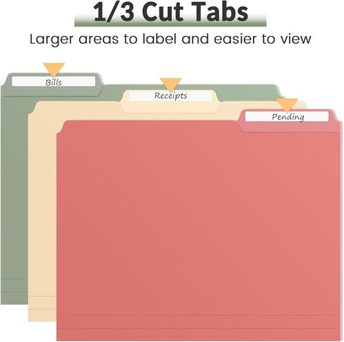 Sooez 18 Pack Plastic File Bolders ، مجلد ملف ملون بحجم الحروف الثقيلة مع علامة تبويب قابلة للمحو 1/3 ، أقوى من مجلد Manila ، مثالي للمستلزمات المكتبية للملفات ، ألوان عتيقة in Kuwait