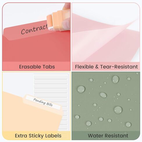 Sooez 18 Pack Plastic File Bolders ، مجلد ملف ملون بحجم الحروف الثقيلة مع علامة تبويب قابلة للمحو 1/3 ، أقوى من مجلد Manila ، مثالي للمستلزمات المكتبية للملفات ، ألوان عتيقة in Kuwait