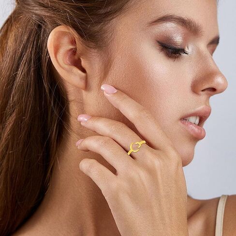 خاتم البساطة للنساء 925 من الفضة الاسترليني قابل للتعديل مجوهرات بسيطة مطلية بالذهب هدايا عيد الميلاد لـ 1 in Kuwait