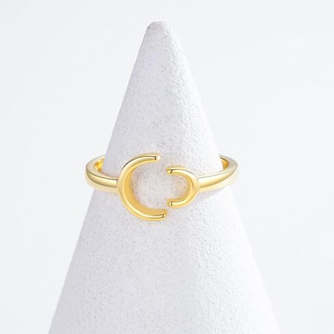 خاتم البساطة للنساء 925 من الفضة الاسترليني قابل للتعديل مجوهرات بسيطة مطلية بالذهب هدايا عيد الميلاد لـ 1 in Kuwait