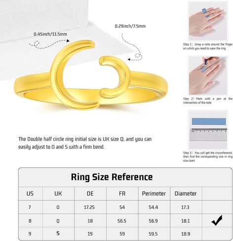 خاتم البساطة للنساء 925 من الفضة الاسترليني قابل للتعديل مجوهرات بسيطة مطلية بالذهب هدايا عيد الميلاد لـ 1 in Kuwait