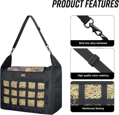 Hay Bag for Horses,Slow Feeder for Horse/Donkey/Goat, Premium 1680D Oxford Cloth,Easy to Fill and Hang with Extra Large Opening in Kuwait