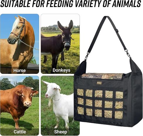 Hay Bag for Horses,Slow Feeder for Horse/Donkey/Goat, Premium 1680D Oxford Cloth,Easy to Fill and Hang with Extra Large Opening in Kuwait