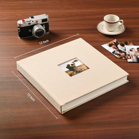 Pssoss 8x8 Inch DIY Scrapbook Album, Linen Hardcover, 40 Pages, Beige in Kuwait