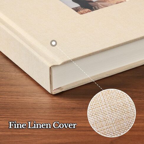 Pssoss 8x8 Inch DIY Scrapbook Album, Linen Hardcover, 40 Pages, Beige in Kuwait
