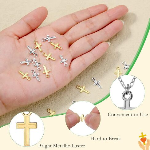 Kenning 200 Pcs 16 x 8 mm Mini Cross Charm Alloy Cross Mini Pendant Beads Cross Beads for Jewelry Making Crafting Findings Handmade Craft DIY in Saudi Arabia