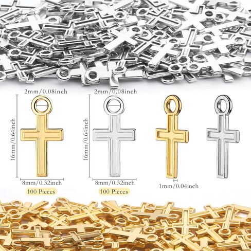 Kenning 200 Pcs 16 x 8 mm Mini Cross Charm Alloy Cross Mini Pendant Beads Cross Beads for Jewelry Making Crafting Findings Handmade Craft DIY in Saudi Arabia