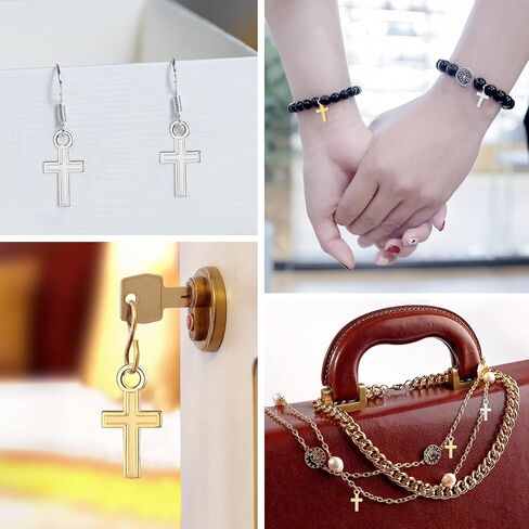 Kenning 200 Pcs 16 x 8 mm Mini Cross Charm Alloy Cross Mini Pendant Beads Cross Beads for Jewelry Making Crafting Findings Handmade Craft DIY in Saudi Arabia