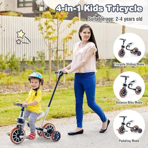 Baby فرحة 4 في 1 دراجة ثلاثية العجلات للأطفال الصغار ، أطفال توازن الأطفال Trike Bike مع مقعد قابل للتعديل ، الدواسات والعجلات ، لعبة Boy Girl Ride-On in Kuwait