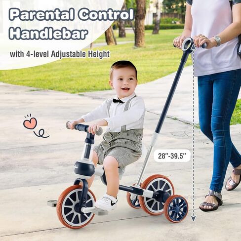 Baby فرحة 4 في 1 دراجة ثلاثية العجلات للأطفال الصغار ، أطفال توازن الأطفال Trike Bike مع مقعد قابل للتعديل ، الدواسات والعجلات ، لعبة Boy Girl Ride-On in Kuwait