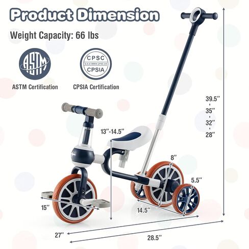 Baby فرحة 4 في 1 دراجة ثلاثية العجلات للأطفال الصغار ، أطفال توازن الأطفال Trike Bike مع مقعد قابل للتعديل ، الدواسات والعجلات ، لعبة Boy Girl Ride-On in Kuwait