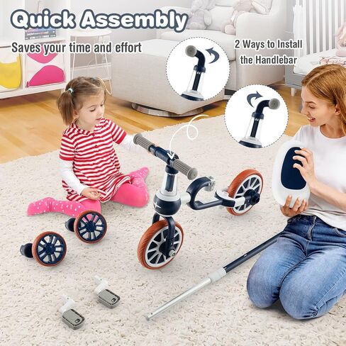 Baby فرحة 4 في 1 دراجة ثلاثية العجلات للأطفال الصغار ، أطفال توازن الأطفال Trike Bike مع مقعد قابل للتعديل ، الدواسات والعجلات ، لعبة Boy Girl Ride-On in Kuwait