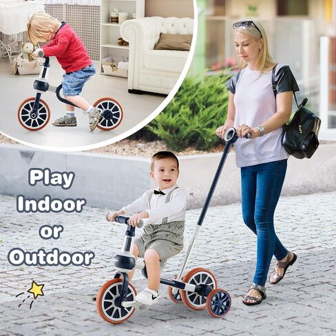 Baby فرحة 4 في 1 دراجة ثلاثية العجلات للأطفال الصغار ، أطفال توازن الأطفال Trike Bike مع مقعد قابل للتعديل ، الدواسات والعجلات ، لعبة Boy Girl Ride-On in Kuwait