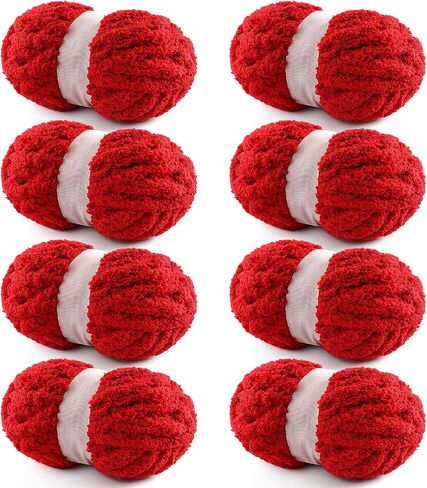8 Pack Chunky Yarn for Hand Knitting - Chunky Chenille Blanket Yarn for Crocheting - Jumbo Fluffy Yarn for Crochet - Super Bulky Yarn 28.4 yds 7.7 oz Each Skein (Macaroon) in Saudi Arabia