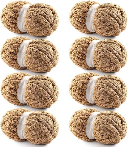 8 Pack Chunky Yarn for Hand Knitting - Chunky Chenille Blanket Yarn for Crocheting - Jumbo Fluffy Yarn for Crochet - Super Bulky Yarn 28.4 yds 7.7 oz Each Skein (Macaroon) in Saudi Arabia
