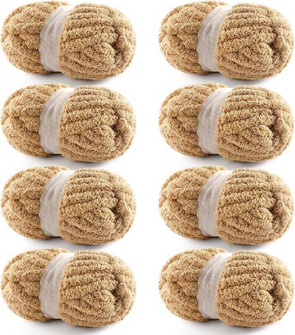 8 Pack Chunky Yarn for Hand Knitting - Chunky Chenille Blanket Yarn for Crocheting - Jumbo Fluffy Yarn for Crochet - Super Bulky Yarn 28.4 yds 7.7 oz Each Skein (Macaroon) in Saudi Arabia