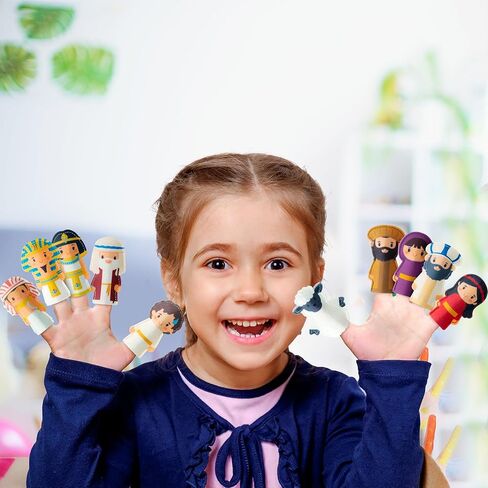 WATINC Passover Felt Finger Puppets - 33Pcs Passover Storytelling Role Play Finger Puppet with Scenario Bags Set, Party Favors Supplies School Fun Story Activities Kids Early Education (Characters) in Kuwait