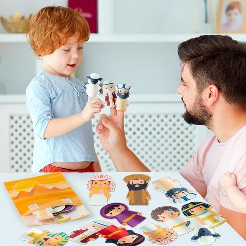 WATINC Passover Felt Finger Puppets - 33Pcs Passover Storytelling Role Play Finger Puppet with Scenario Bags Set, Party Favors Supplies School Fun Story Activities Kids Early Education (Characters) in Kuwait