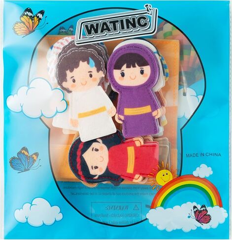 WATINC Passover Felt Finger Puppets - 33Pcs Passover Storytelling Role Play Finger Puppet with Scenario Bags Set, Party Favors Supplies School Fun Story Activities Kids Early Education (Characters) in Kuwait